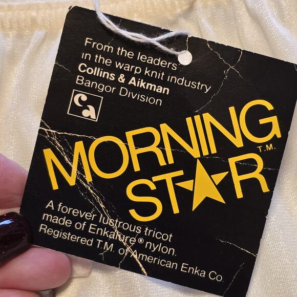 Vintage Morning Star Womens Skirt Slip Tiered Lace Elastic Waist Small Beige - Picture 4 of 7